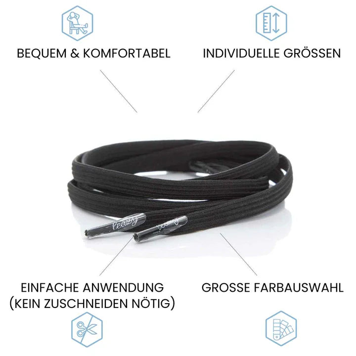 LEAZY FLAT ELASTISCHE SCHNÜRSENKEL SCHWARZ SCHWARZ Bild 2