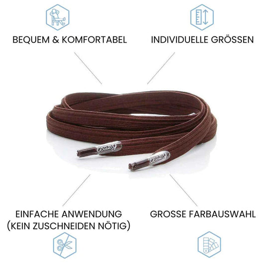 LEAZY FLAT ELASTISCHE SCHNÜRSENKEL DUNKELBRAUN DUNKELBRAUN Bild 2