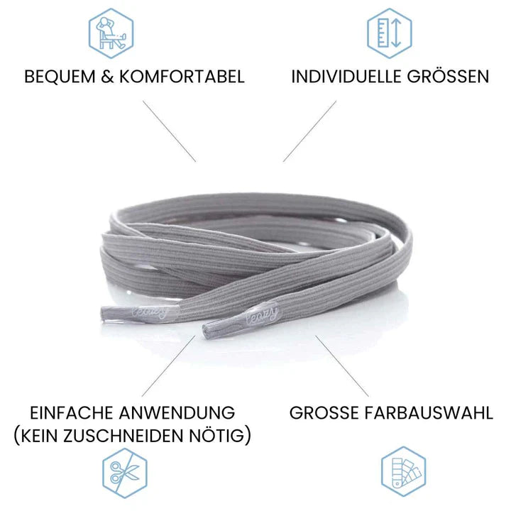 LEAZY FLAT ELASTISCHE SCHNÜRSENKEL HELLGRAU ROYALBLAU Bild 2