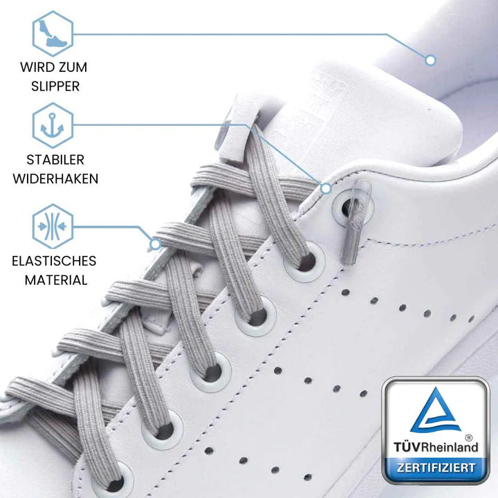 LEAZY FLAT ELASTISCHE SCHNÜRSENKEL HELLGRAU ROYALBLAU Bild 3