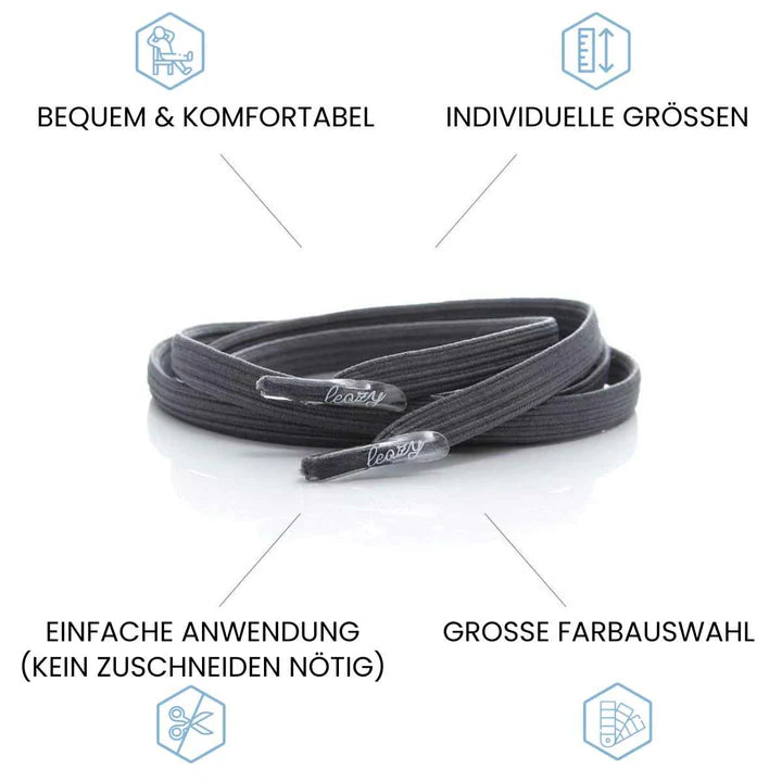 LEAZY FLAT ELASTISCHE SCHNÜRSENKEL DUNKELGRAU DUNKELGRAU Bild 2
