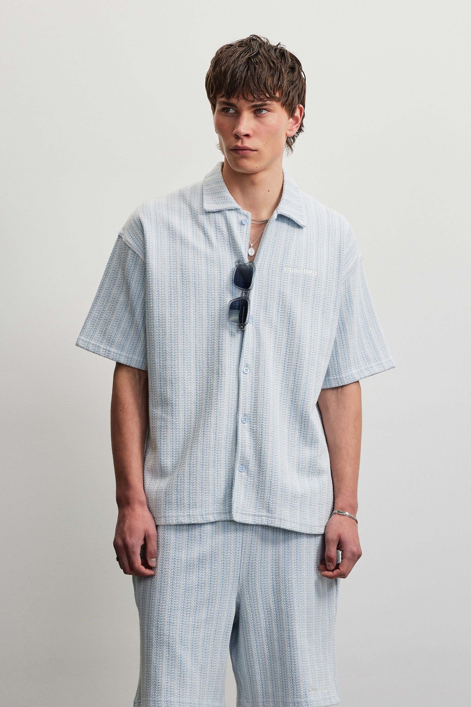 PEGADOR Forno Structured Shirt OCEAN BLUE / WARM WHITE Bild 1
