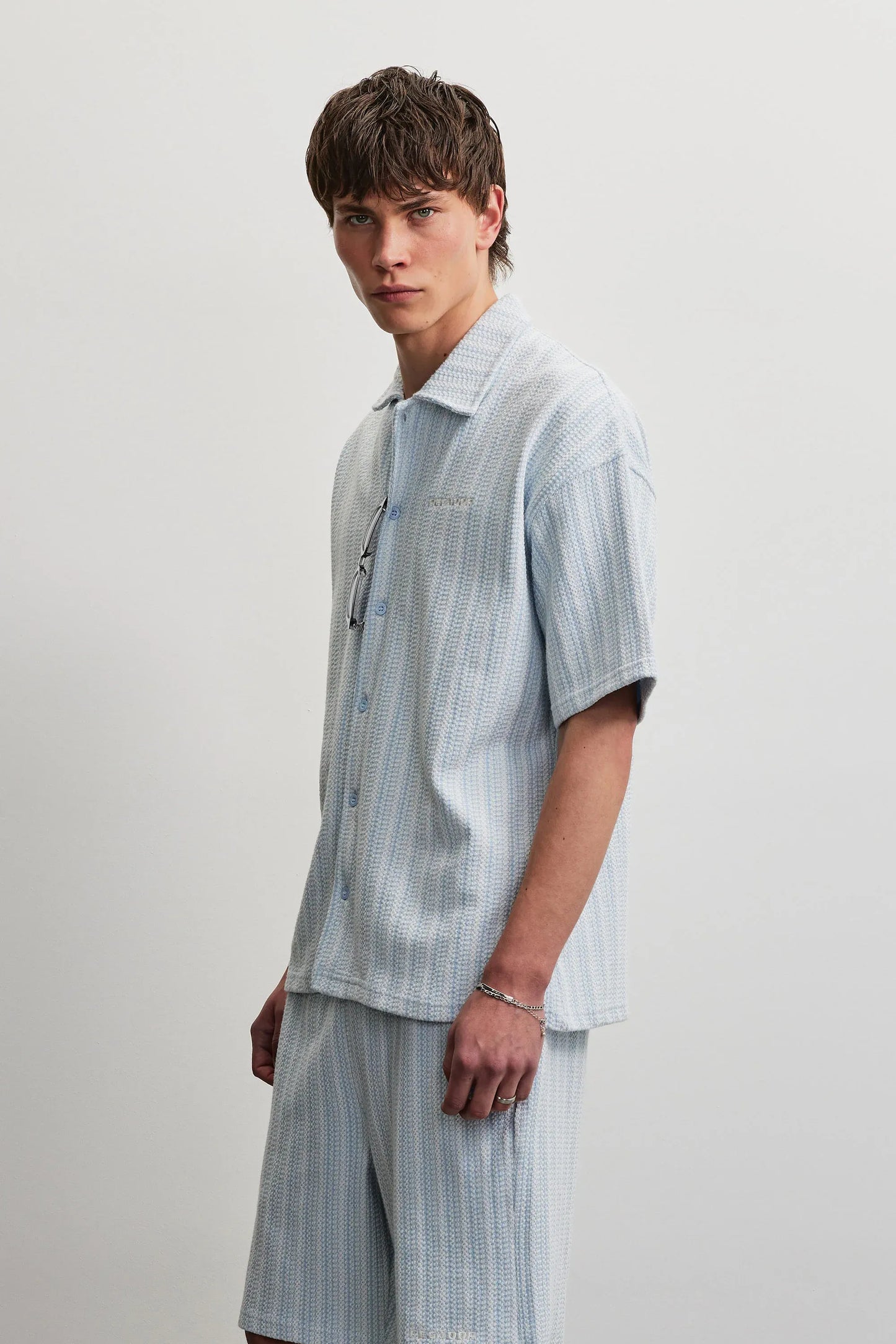 PEGADOR Forno Structured Shirt OCEAN BLUE / WARM WHITE Bild 3
