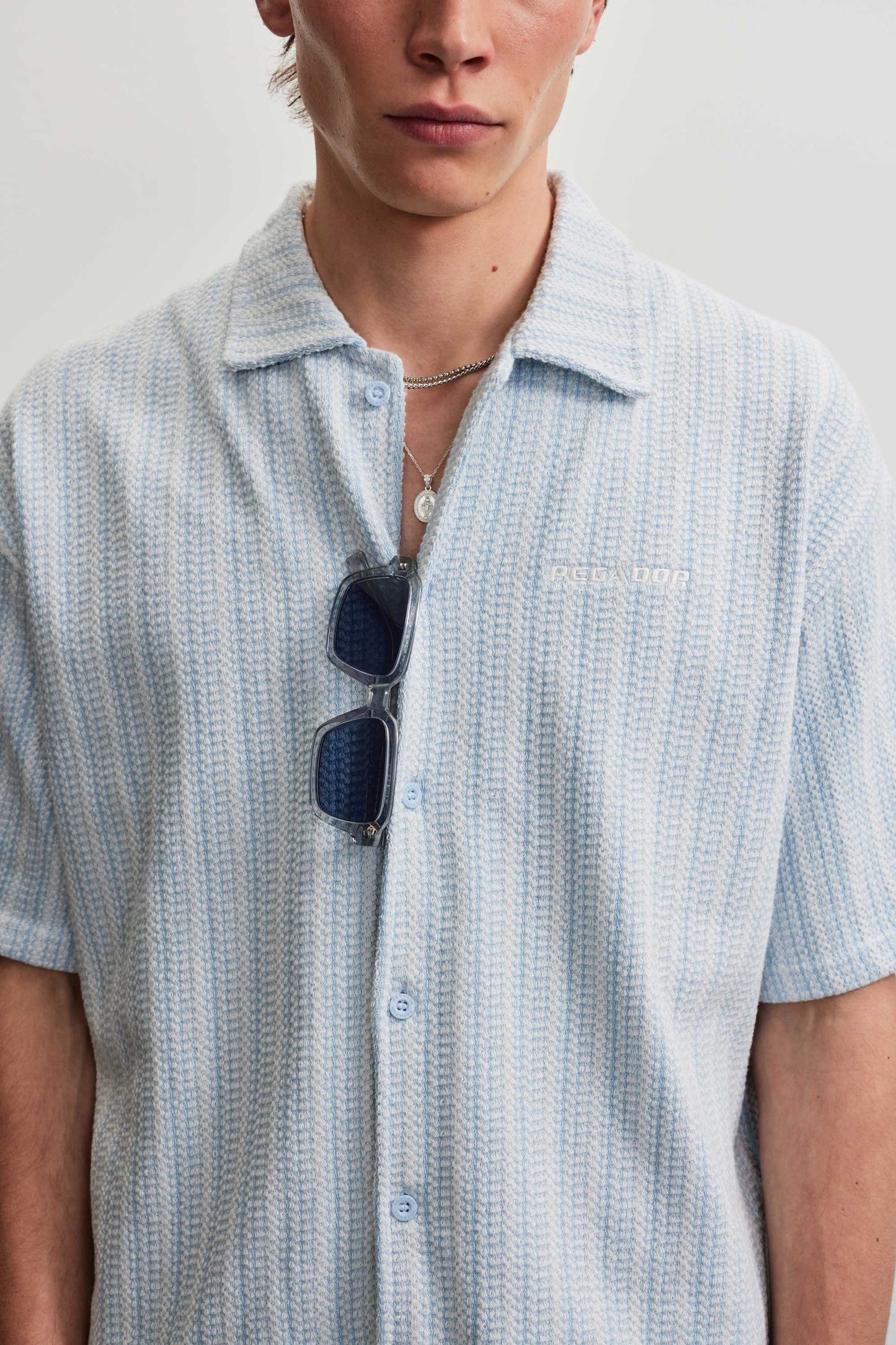 PEGADOR Forno Structured Shirt OCEAN BLUE / WARM WHITE Bild 5