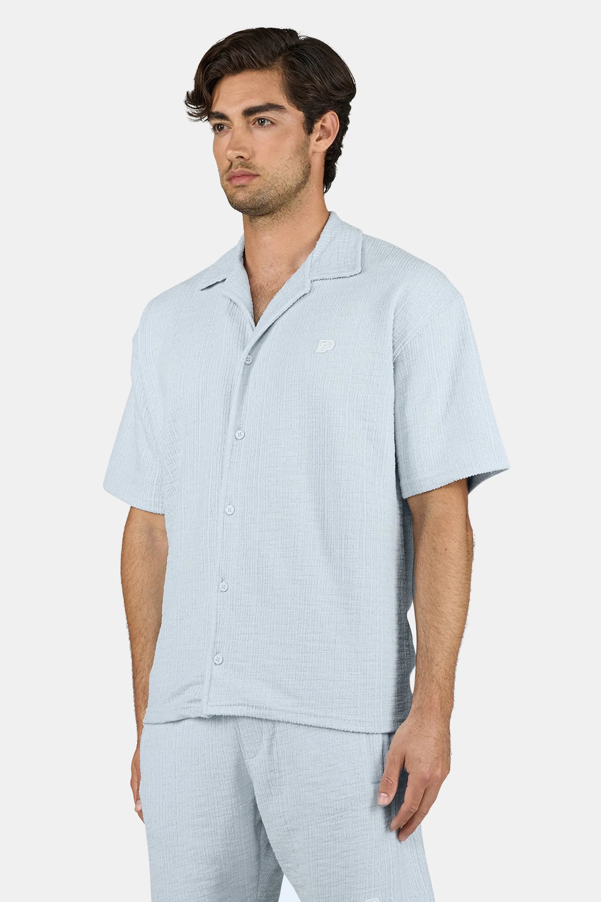 LIBCO STRUCTURED KNIT SHIRT WASHED OCEAN BLUE Bild 3
