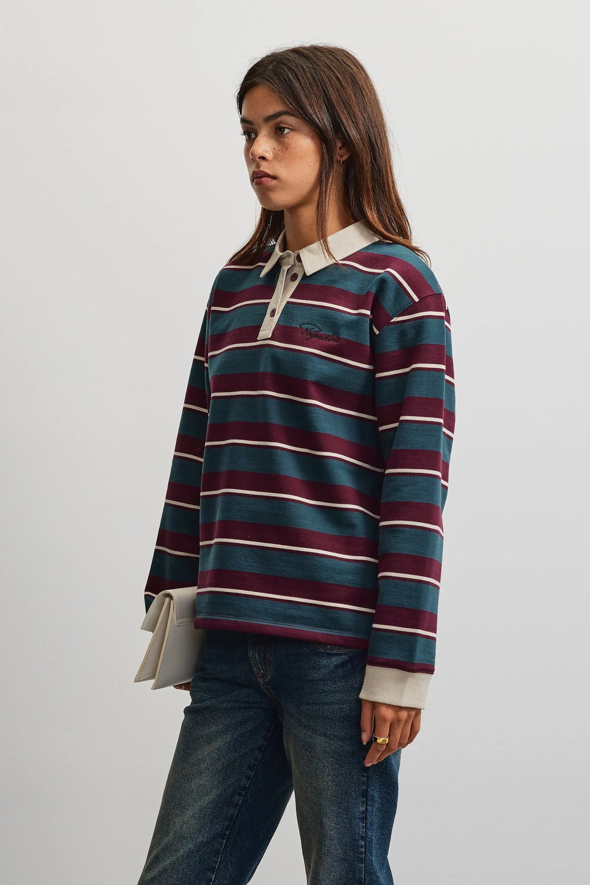 Nikosia Polo Oversized Sweater WASHED STRIPED DARK RED WASHED STRIPED DARK RED Bild 2