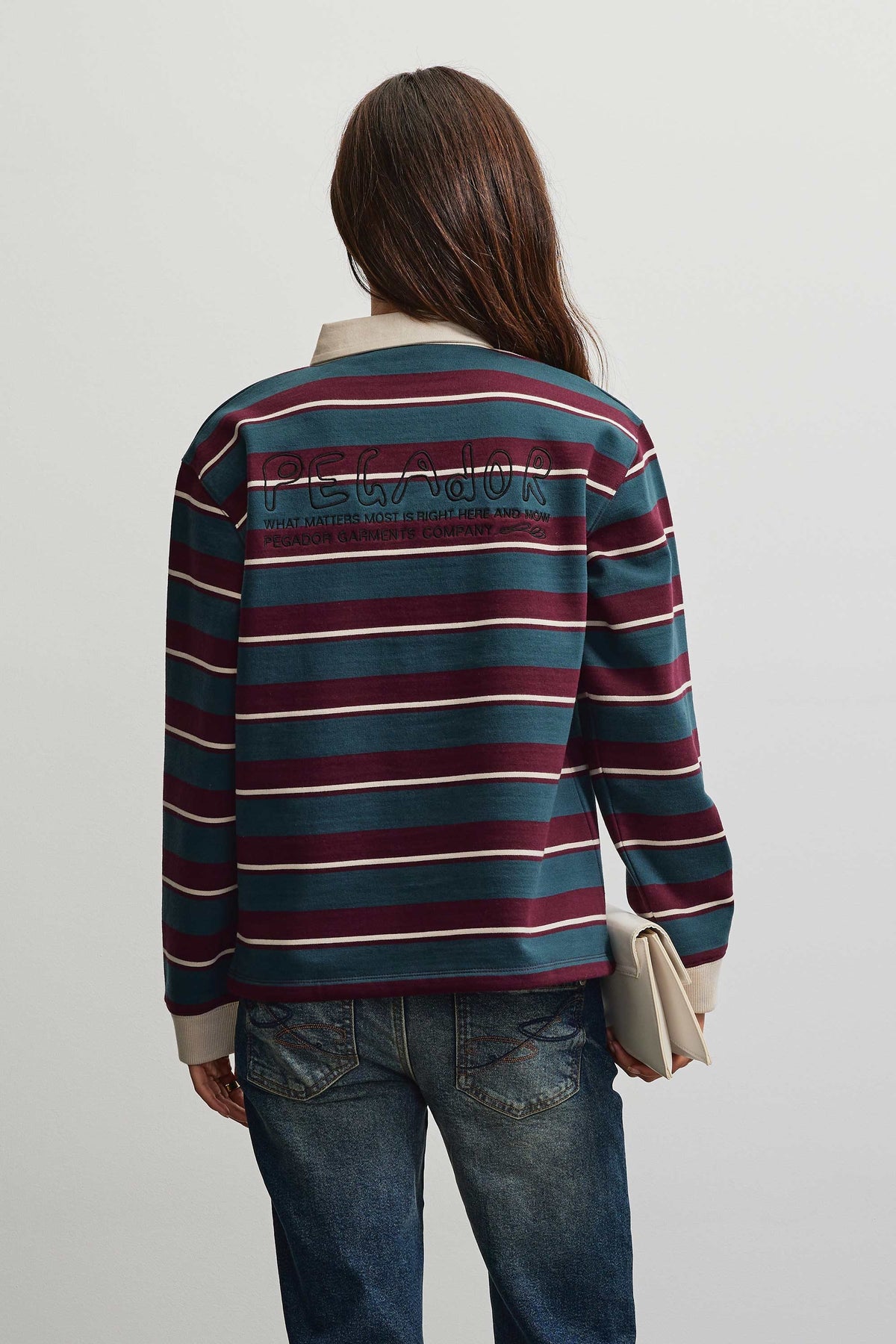 Nikosia Polo Oversized Sweater WASHED STRIPED DARK RED WASHED STRIPED DARK RED Bild 4