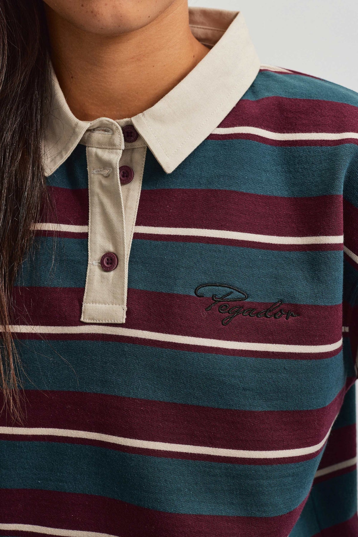 Nikosia Polo Oversized Sweater WASHED STRIPED DARK RED WASHED STRIPED DARK RED Bild 5