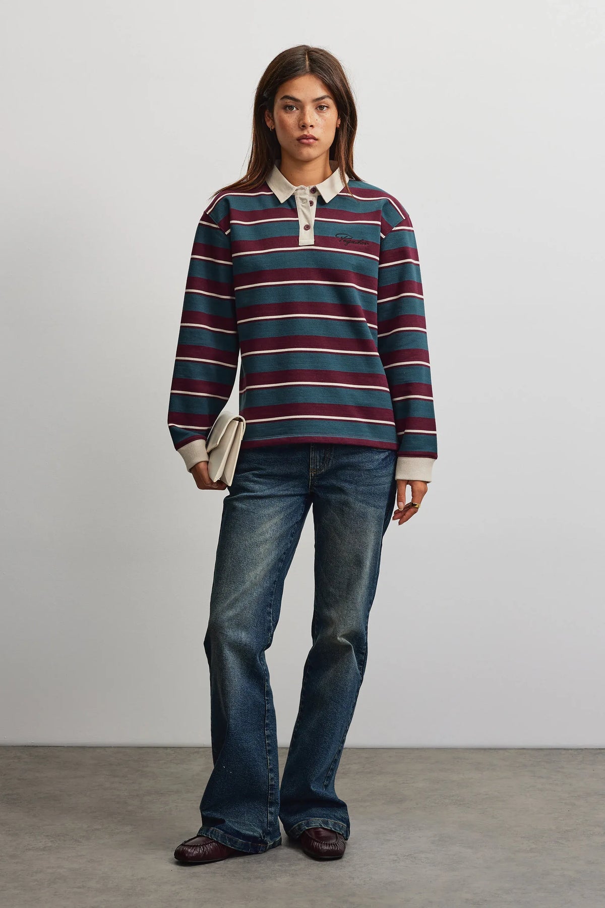 Nikosia Polo Oversized Sweater WASHED STRIPED DARK RED WASHED STRIPED DARK RED Bild 7