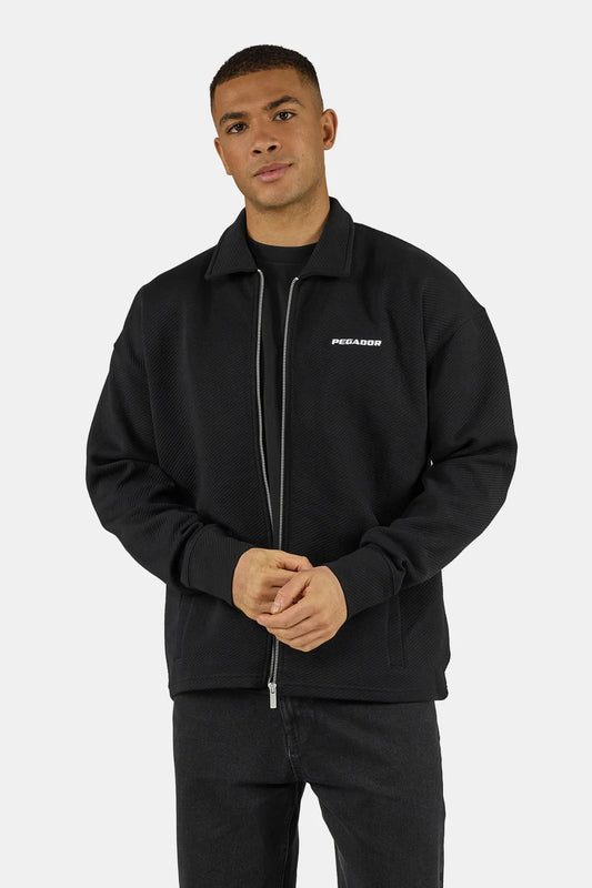 PEGADOR TATE STRUCTURED ZIP OVERSHIRT WASHED BLACK WASHED BLACK WHITE Bild 1