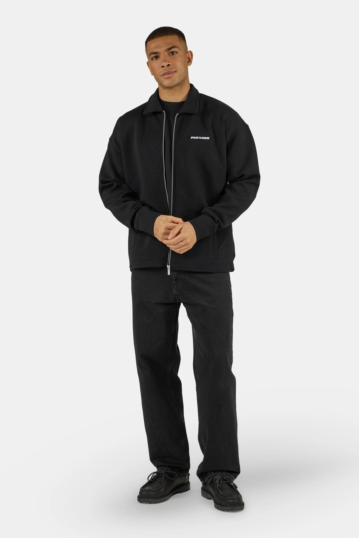 PEGADOR TATE STRUCTURED ZIP OVERSHIRT WASHED BLACK WASHED BLACK WHITE Bild 3