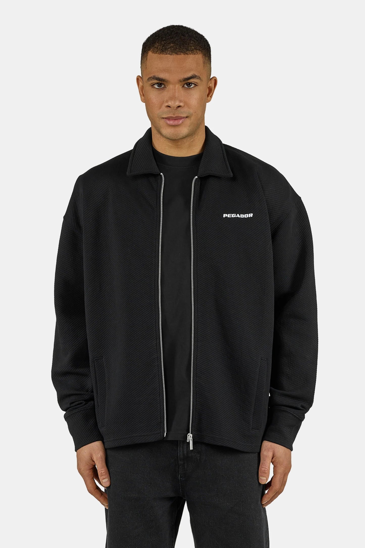 PEGADOR TATE STRUCTURED ZIP OVERSHIRT WASHED BLACK WASHED BLACK WHITE Bild 4