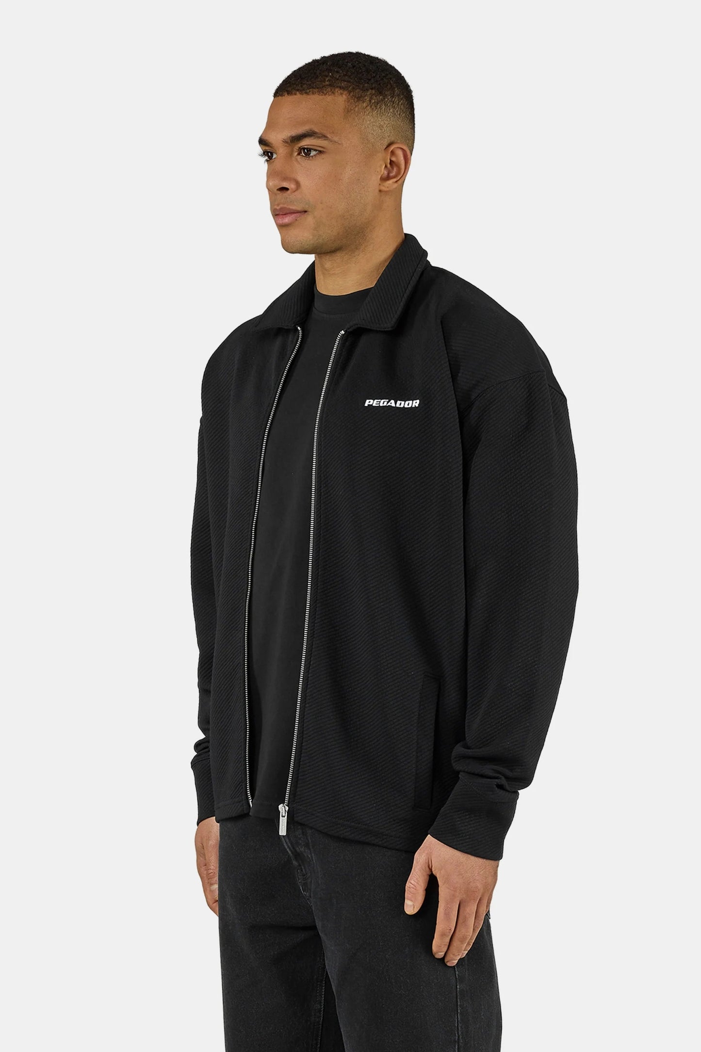 PEGADOR TATE STRUCTURED ZIP OVERSHIRT WASHED BLACK WASHED BLACK WHITE Bild 5
