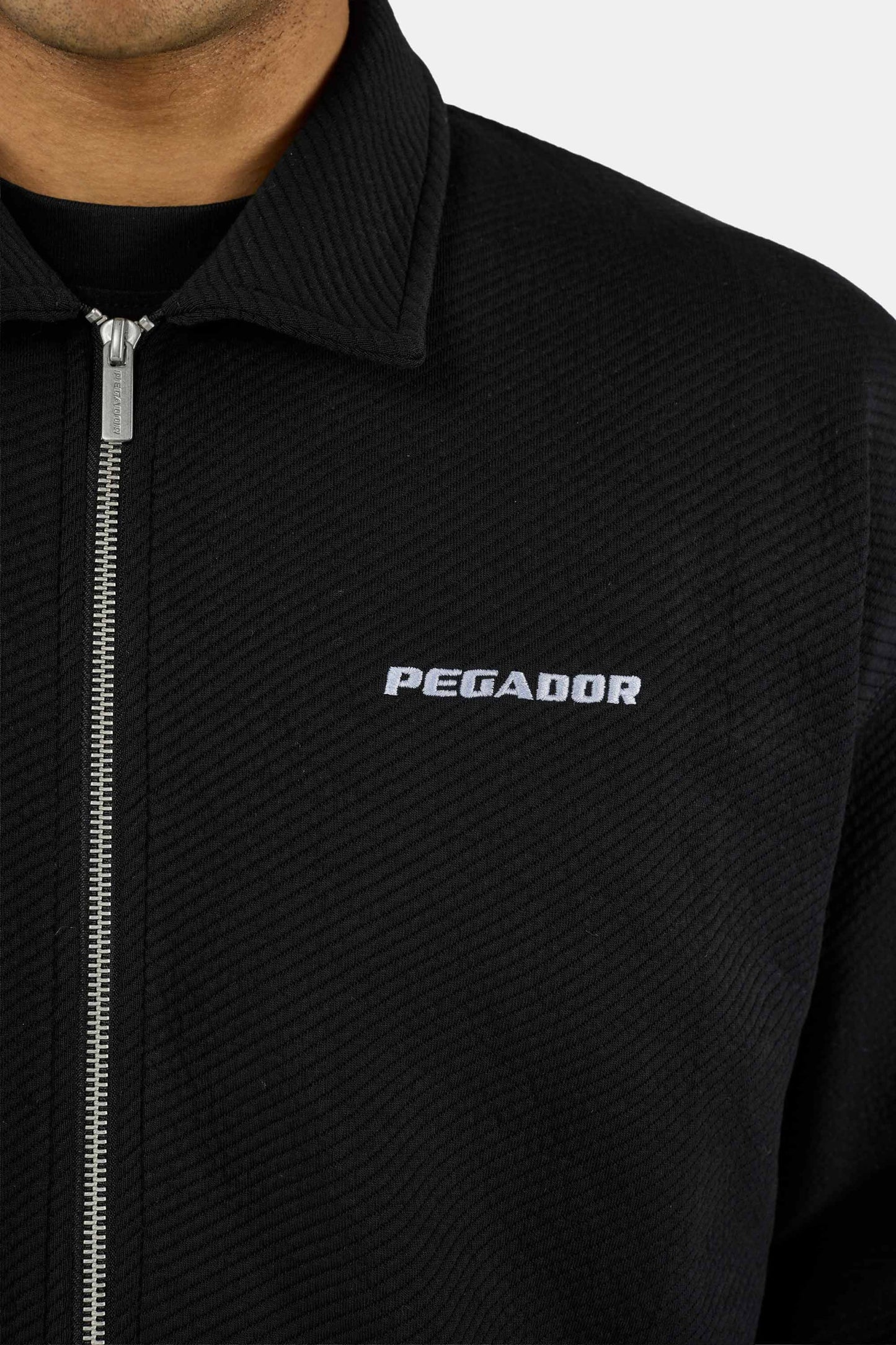 PEGADOR TATE STRUCTURED ZIP OVERSHIRT WASHED BLACK WASHED BLACK WHITE Bild 7